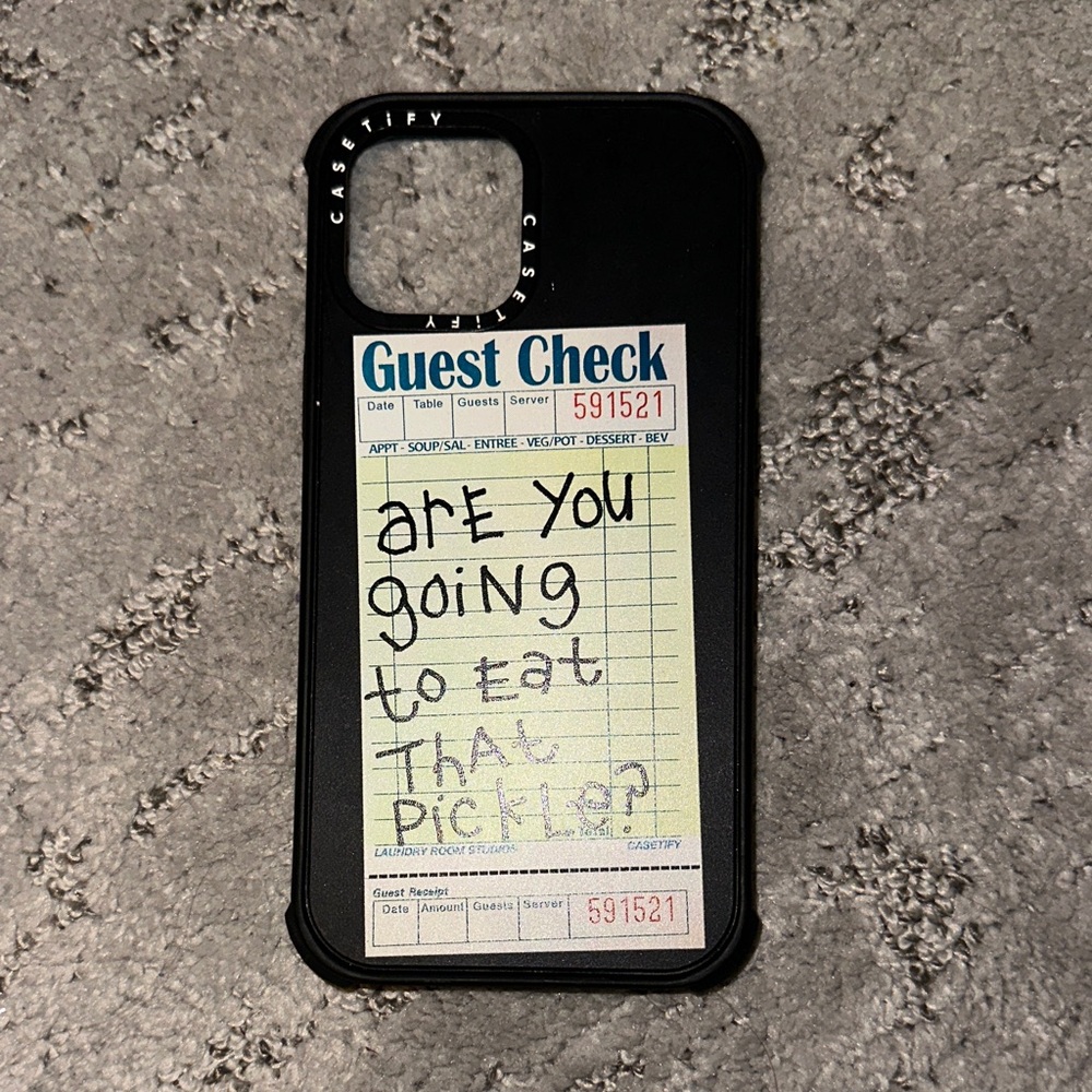 Casetify Black Phone Case with Guest Check Design